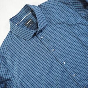 Strellson Sz 17.5/44 Blue Checkered Dress Shirt 100% Cotton